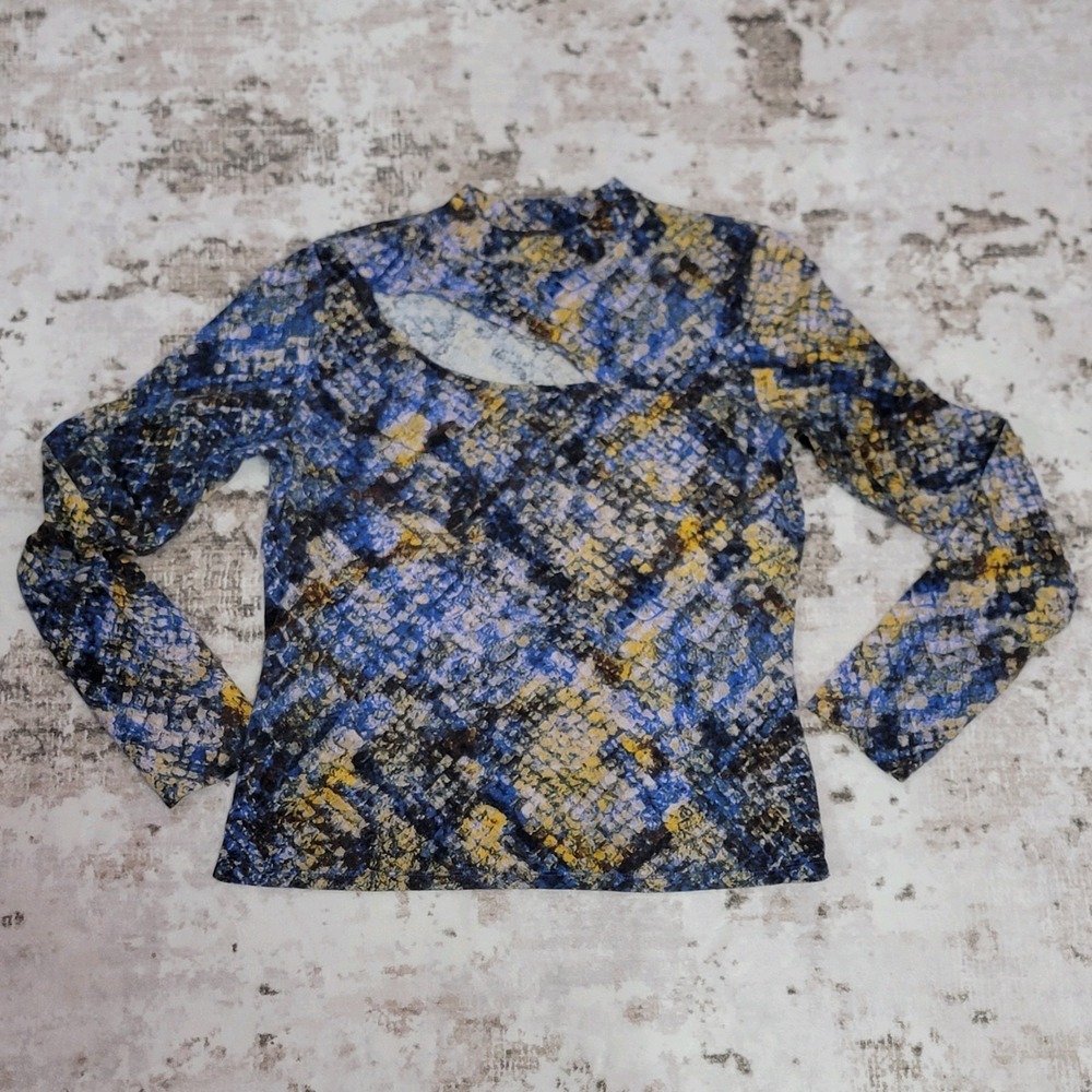 Guess Blue Cutout Top in "Octane" Snake Print Women's Large Fitted Y2K Vibes EUC